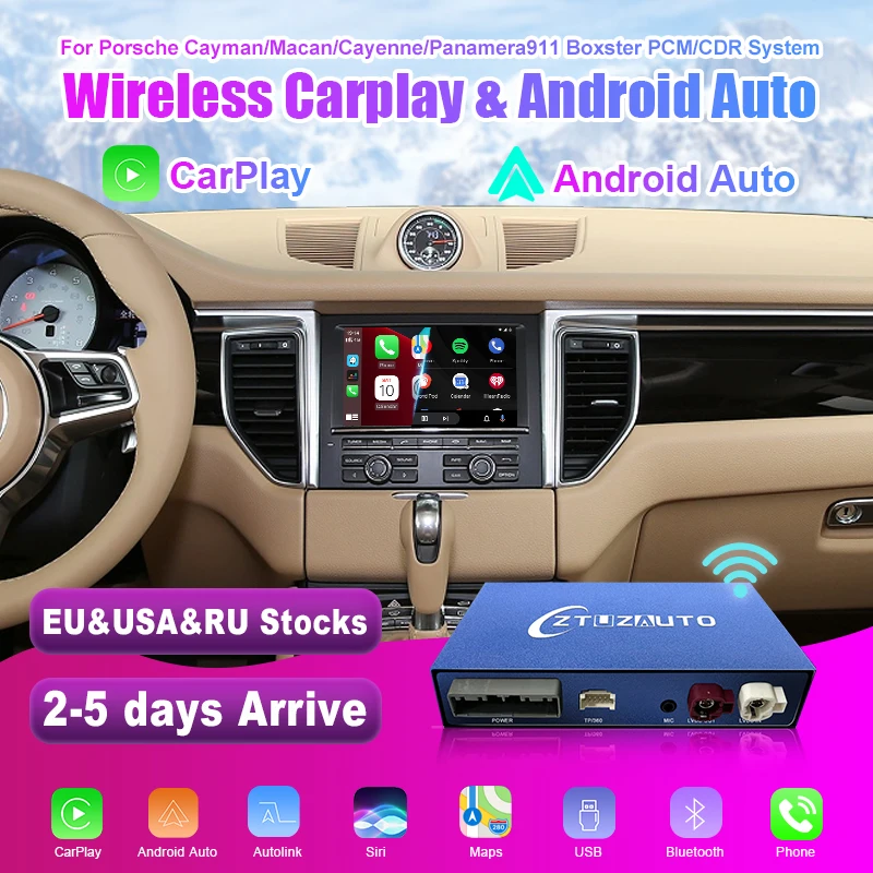 

Wireless Apple Carplay For Porsche 911 Bosxter Cayman Macan Cayenne Panamera PCM/CDR Android Auto Support Rear Camera