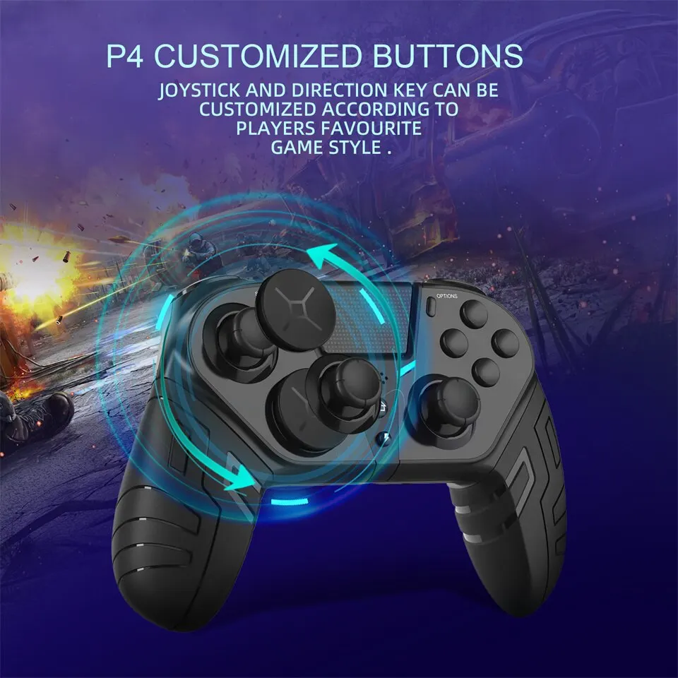 Game Controller For PS4 Wireless Controller Dual Vibration Bluetooth Gamepad Programmable Turbo Function For PS4 Console Android IOS PC Joystick