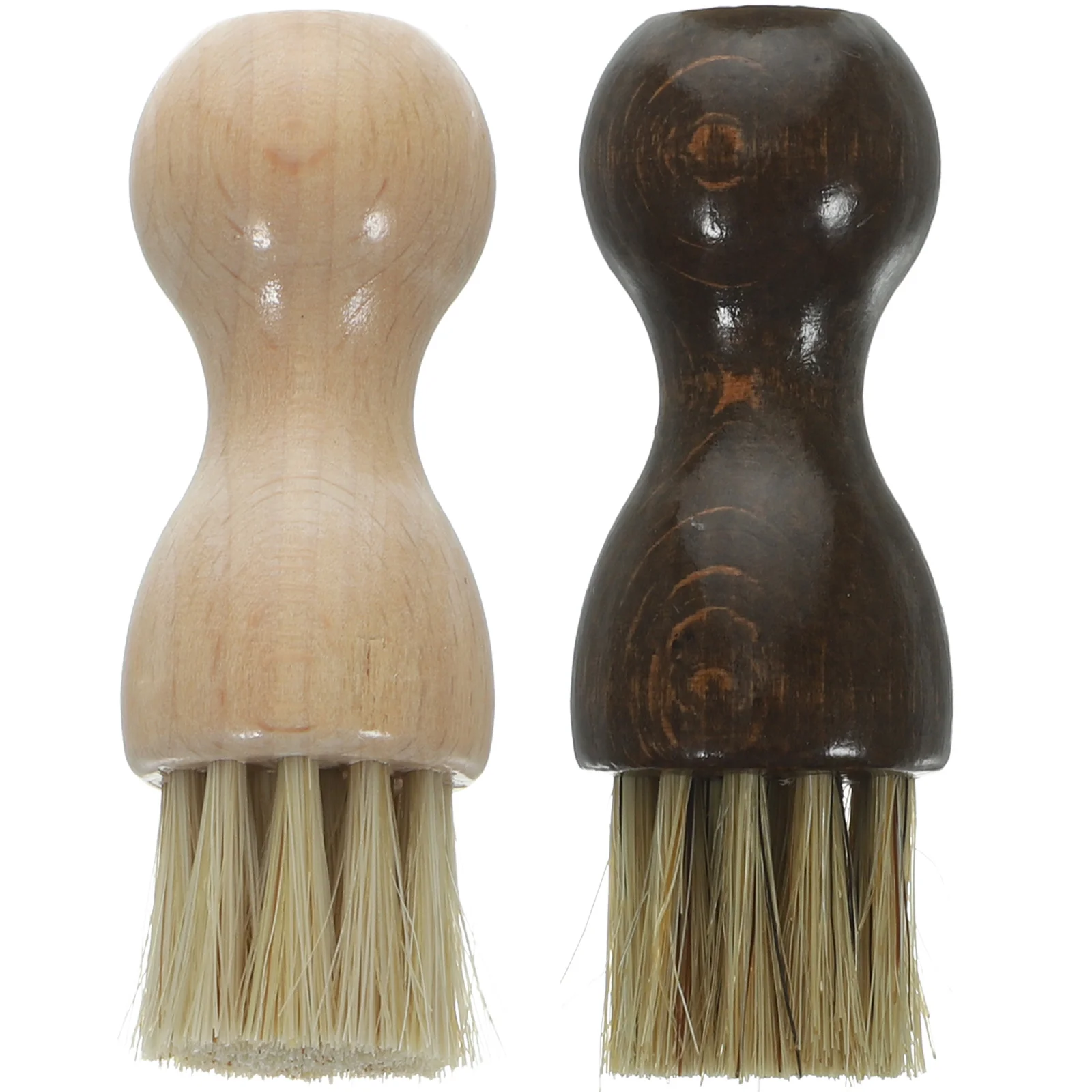 

2 Pcs Gourd Shoe Polish Brush Purses Shoes Scrubbing Pig Hair Boot Cleaning