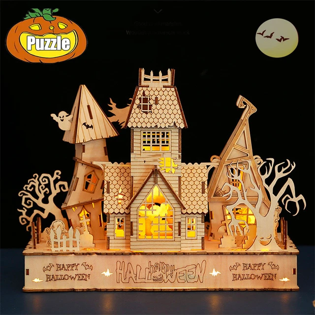 Puzzle en bois 3D pour enfants et adultes, villa, maison, château royal  avec lumière, jouet d'assemblage, kits de modèles de bricolage, décoration  de bureau, cadeau - AliExpress