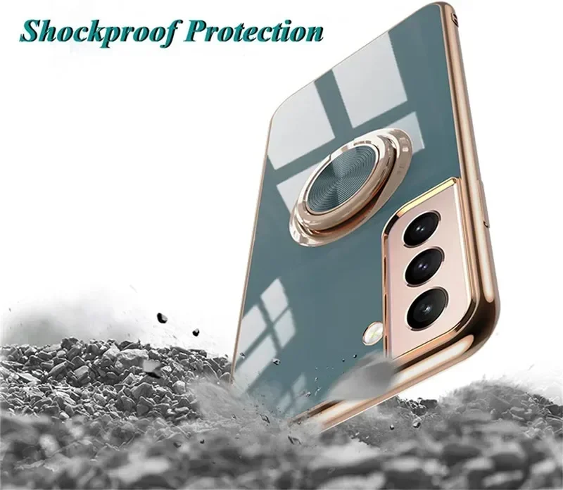 Luxury Plating Silicone Case with Ring Holder - Premium Protection and Style