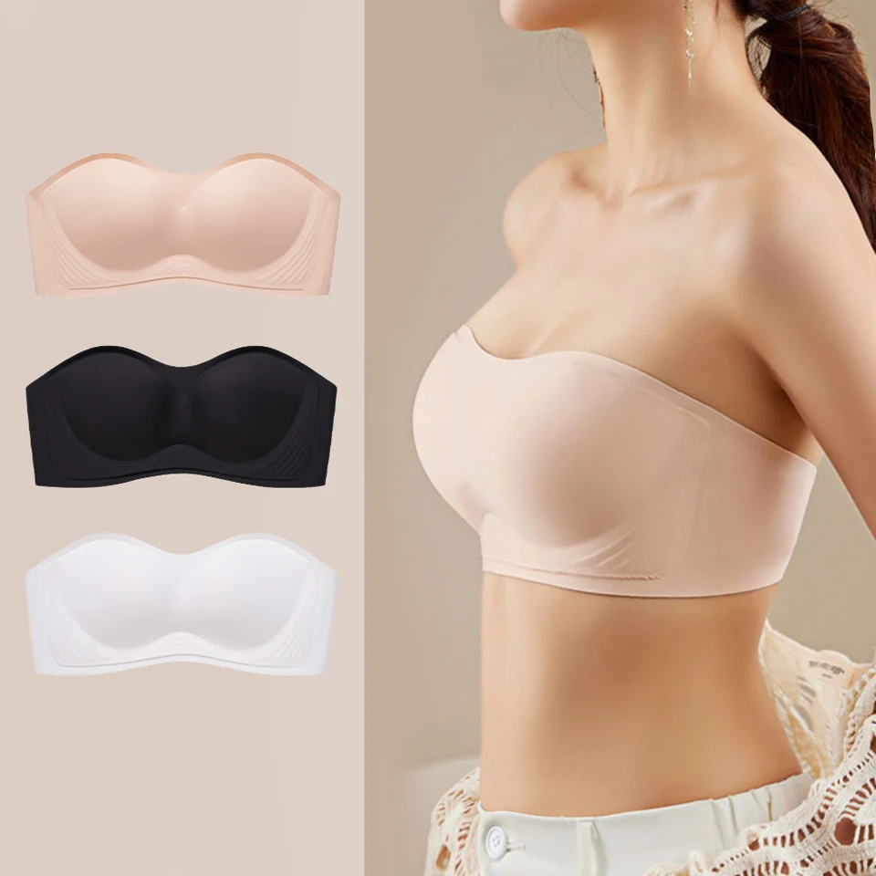 Biustonosz Bandeau biustonosz bez ramiączek bez szwu biustonosz  nieusztywniany Push Up bez drutu niewidoczna bielizna kobiet zakrętka tubki  bieliznę bez kości - AliExpress