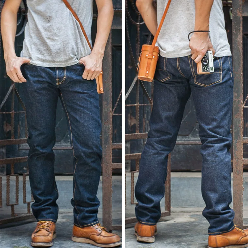 Red Tornado 16oz Slim Fit Jeans Rinsed Pink Selvedge Denim Straight Leg Pants 2