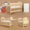 Mini Baby Cribs 4-in-1 Convertible - Cunas para Bebes with Changing Shelf and Mattress Included,2024 Wood Baby Bassinets Bedside 1