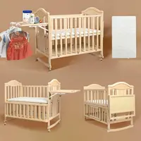 Mini Baby Cribs 4-in-1 Convertible - Cunas para Bebes with Changing Shelf and Mattress Included,2024 Wood Baby Bassinets Bedside 1