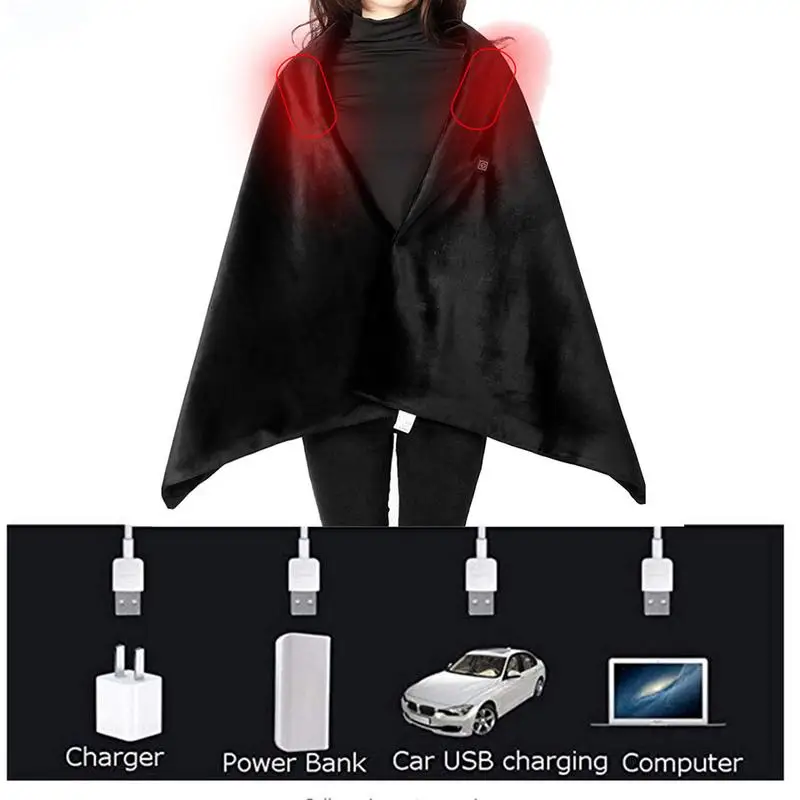 

USB Heated Warm Shawl Soft Heated Wrap Carbon Fiber Winter Electric Warming Heating Blanket Pad For Car Sofa Chair