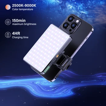 BAFANG 120LED Selfie Light with Front Back Clip 2500K-9000K Fill Light Portable Rechargeable Clip On Light For Selfie Phone Vlog 2