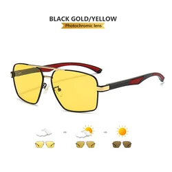 Intelligent Photochromic Polarized Sunglasses with UV400 Protection and Anti-Glare (Black Gold-Yellow)