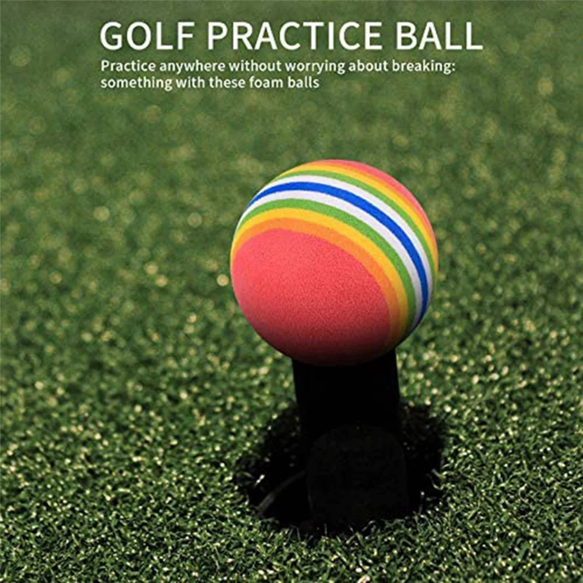 BAAU 60 Pcs Golf BallsSoft Foam Garden Golf Balls Practice Balls Sponge Rainbow for Indoor Outdoor