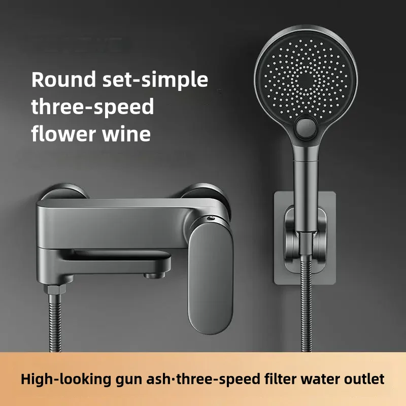 G1/2 Gray Bathroom Swivel Tub Spout  Hand Shower Wall Mounted  Bath Faucets Bathtub Tap Brass Bathtub Hot and Cold Mixer Shower 2