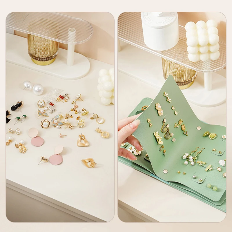 Creative Book Shape PU Leather Earrings Storage Bag Earrings Studs Eadrops Organizer Portable Jwelry Storage Bag Large Capacity