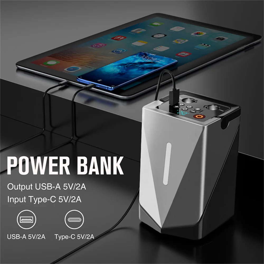 Multifunctional Jump Starter with Air Pump & Blower 150PSI Air Compressor Tire Pump Portable Charger Car Booster Starting Device