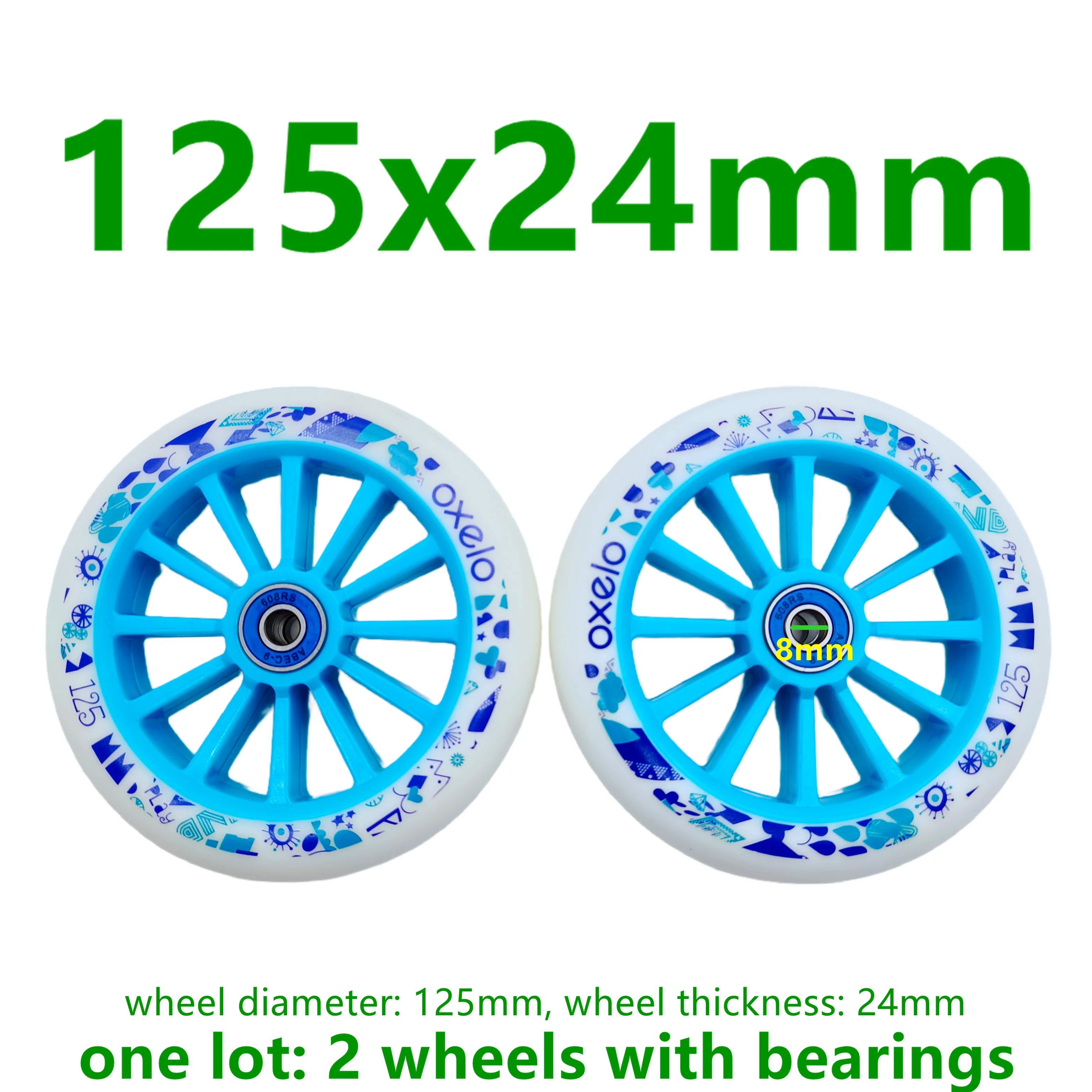 Skateboard Wheel 125mm 125x24mm including bearing 2wheels/lot Roller Skates Wheels