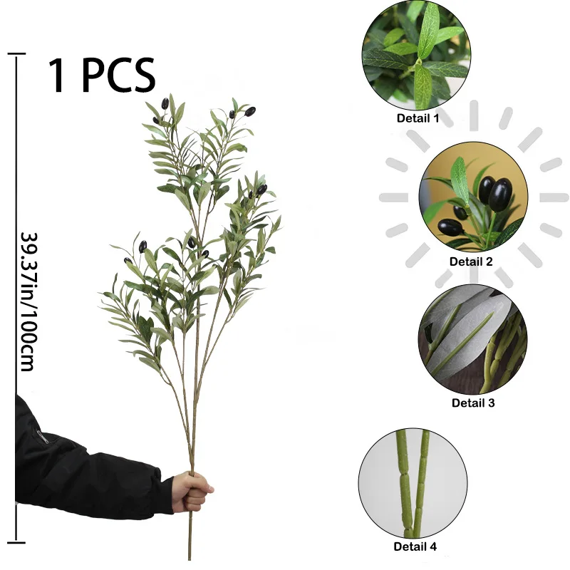 עץ זית מלאכותי בעל צמח פלסטיק לקישוט הבית בחוץ, פריט מזויף לגינה, חדר חתונה ומרפסת