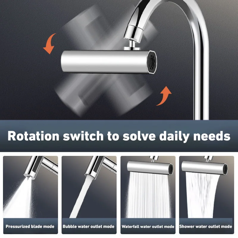 Three Level Waterfall Universal Faucet Extension Device Vegetable Washing Splash Proof Device Rotatable Convenient Bathing 4