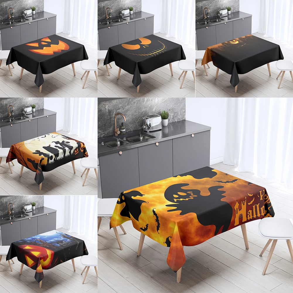 

Halloween horror pumpkin print tablecloth for home decoration gatherings rectangular anti fouling and dustproof tablecloth