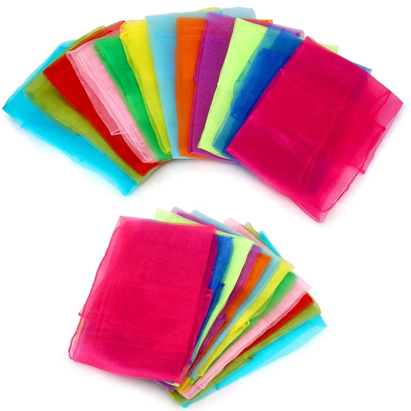 Square Dance Scarves Juggling Scarf Props Magic Trick Rhythm Band Party Games Montessori Toys Children Movement children scarves toys