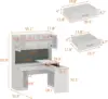 L-Shape Office Desk with Height Adjustable Top, Computer Desk with Drawers and Shelves,Corner for Home Office Living Room, White 3