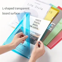 10 Pcs L-shaped folder plastic PP transparent single-page folder A4 two-page set office document storage and organization 4