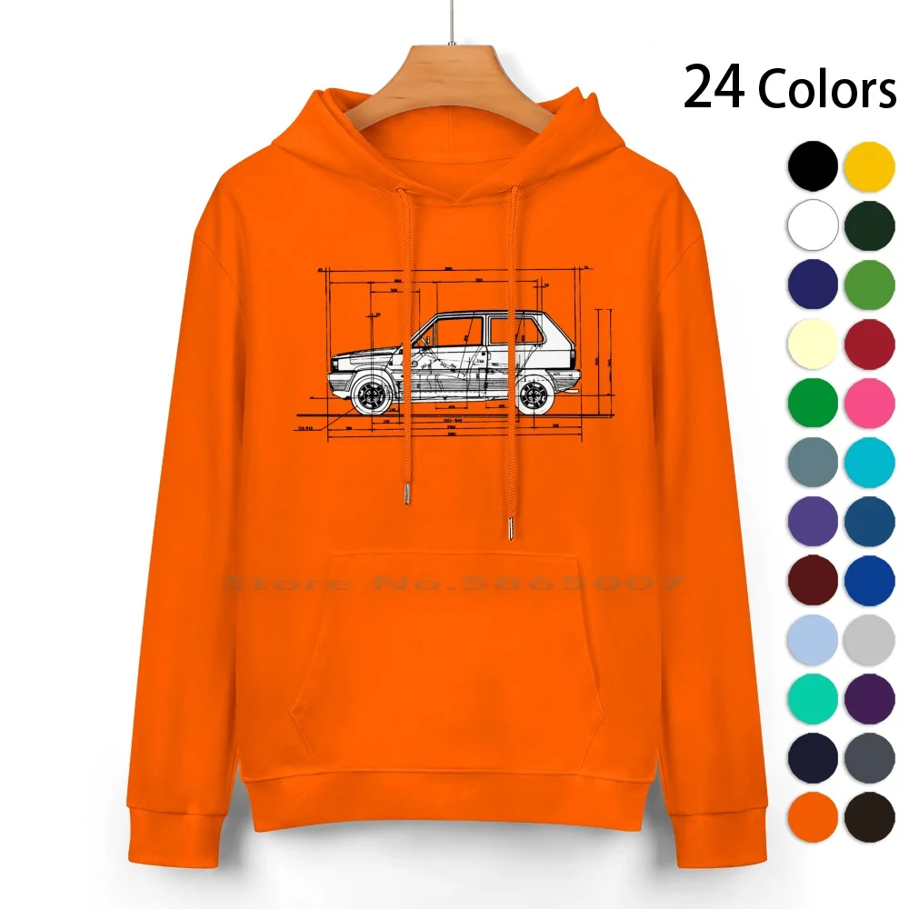 

Fiat Panda Pure Cotton Hoodie Sweater 24 Colors Panda Fiat 500 2cv Dauphine Microcar Minicar Small Runabout Italy Italian 1950s