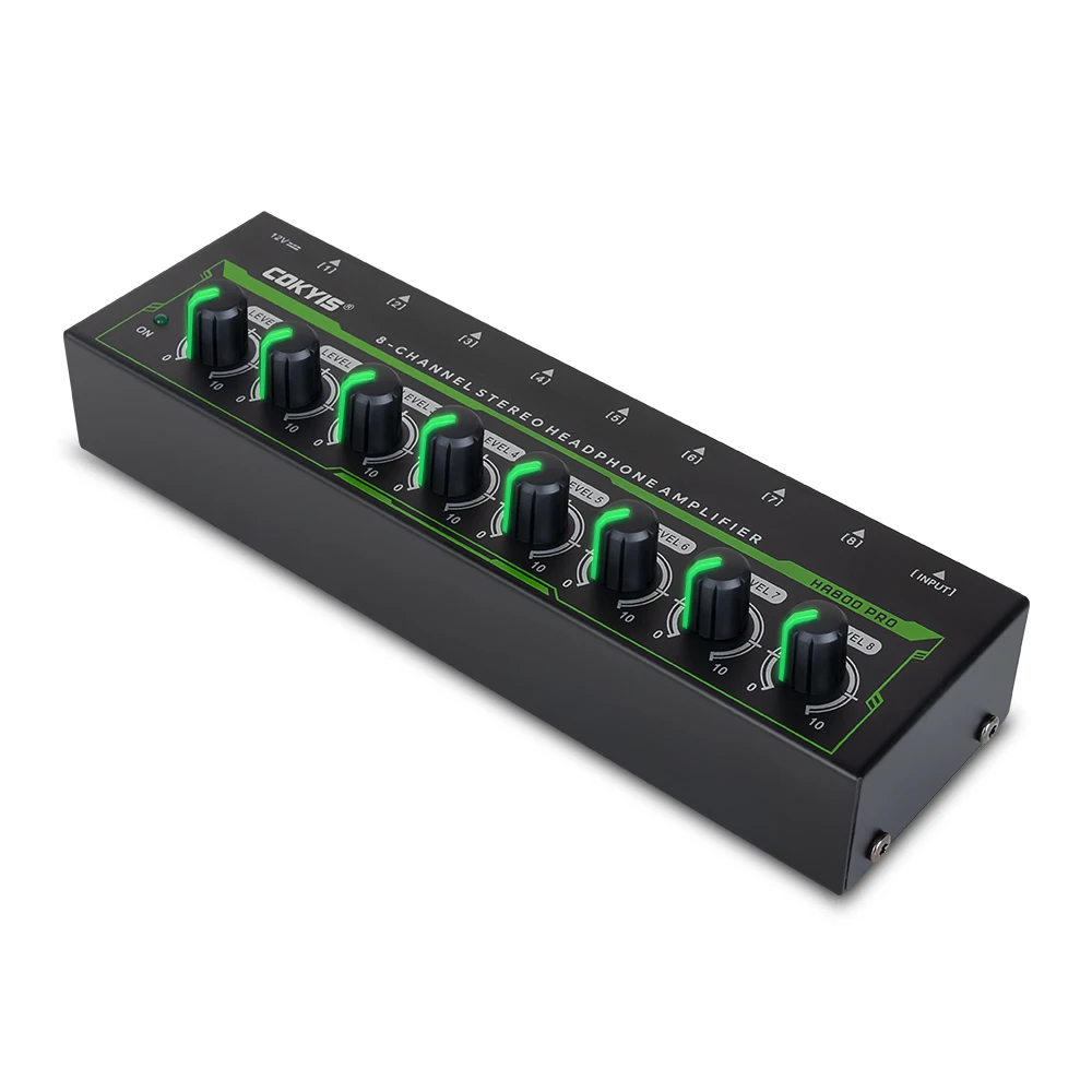 HA800 PRO 8 Channel Headset Amplifier Audio Stereo Audio Amplifier Power Adapter Music Mixer Recording EU/USplug headphone amplifier stereo amplifier