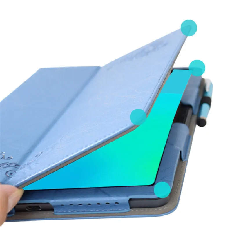 Embossed Funda For Yadro Kvadra_T 10.95" Tablet PC Magnetic Cover Case with Hand Strap - 4