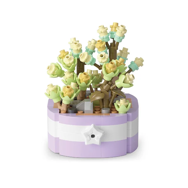 Flower Succulents Building Blocks Everlasting Flower Bonsai Tree Gardens Romantic Bricks DIY Potted Plants Model Kids Kits Toys 5