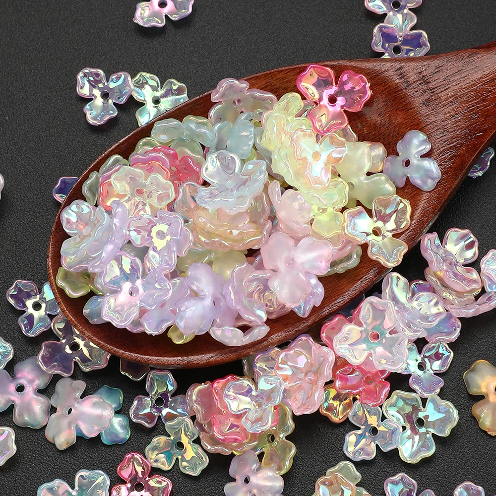 50 Stück gemischte farbige UV-Acryl-Blumen-Abstandsperlen für Schmuck-DIY, Perlenarbeiten, Armbänder, Halsketten-Accessoires