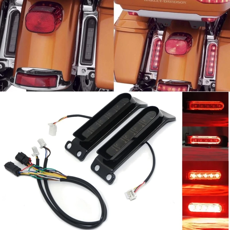 

Motorcycle Rear Fender Saddlebag Side LED Light High Low Brightness Turn Lamp For Harley Road King Ultra Limited Electra Glide