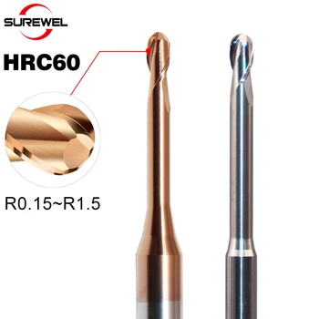 2-Flute Micro Ball Nose End Mill – R0.15-R1.5 Long Neck CNC Milling Cutter for Precision Engraving & Fine Machining 1