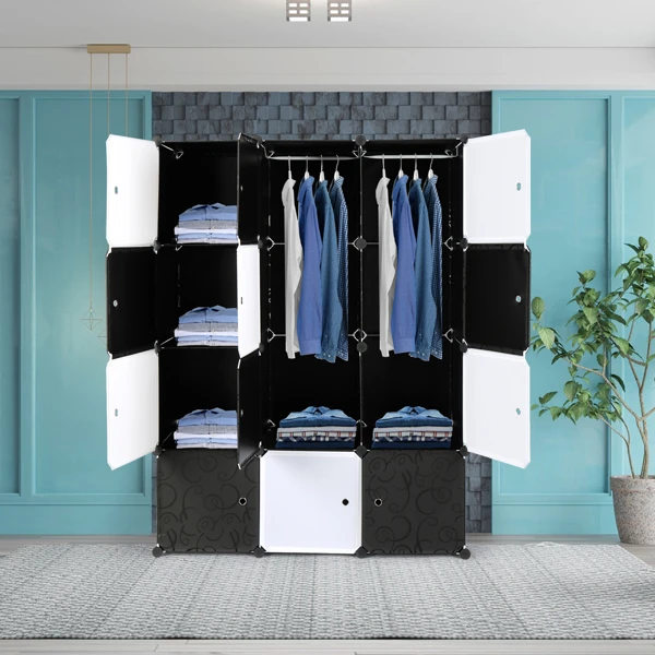 Storage Organizers, 12 Cubes Portable Closet Wardrobe with Doors, Plastic  Closet Organizers and Storage Shelves - AliExpress