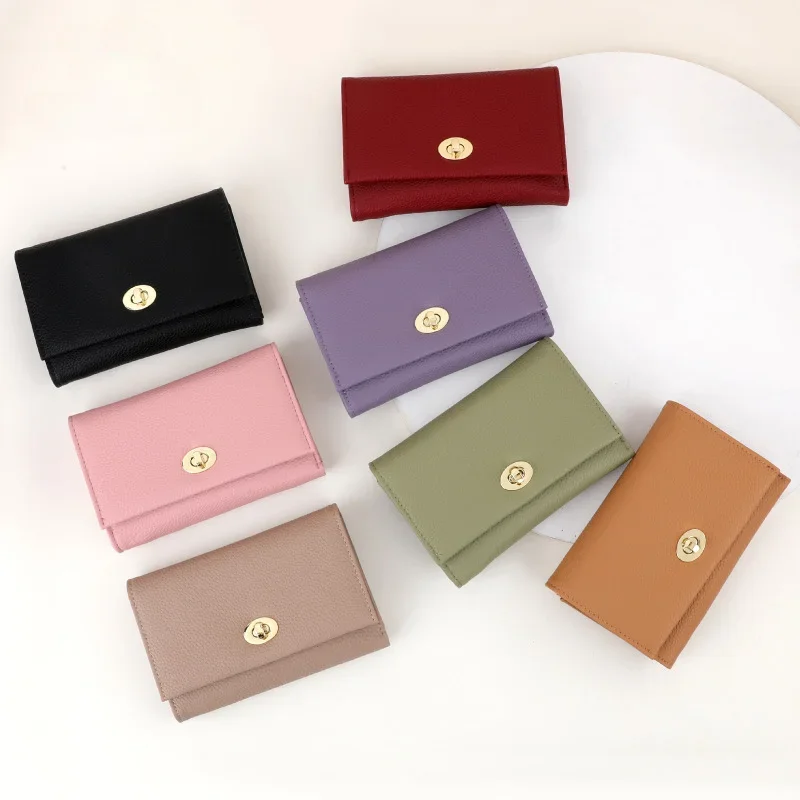 

High Quality Soft Leather Short Women's Wallet Multi Color Exquisite Clemence Wallet Card Bag