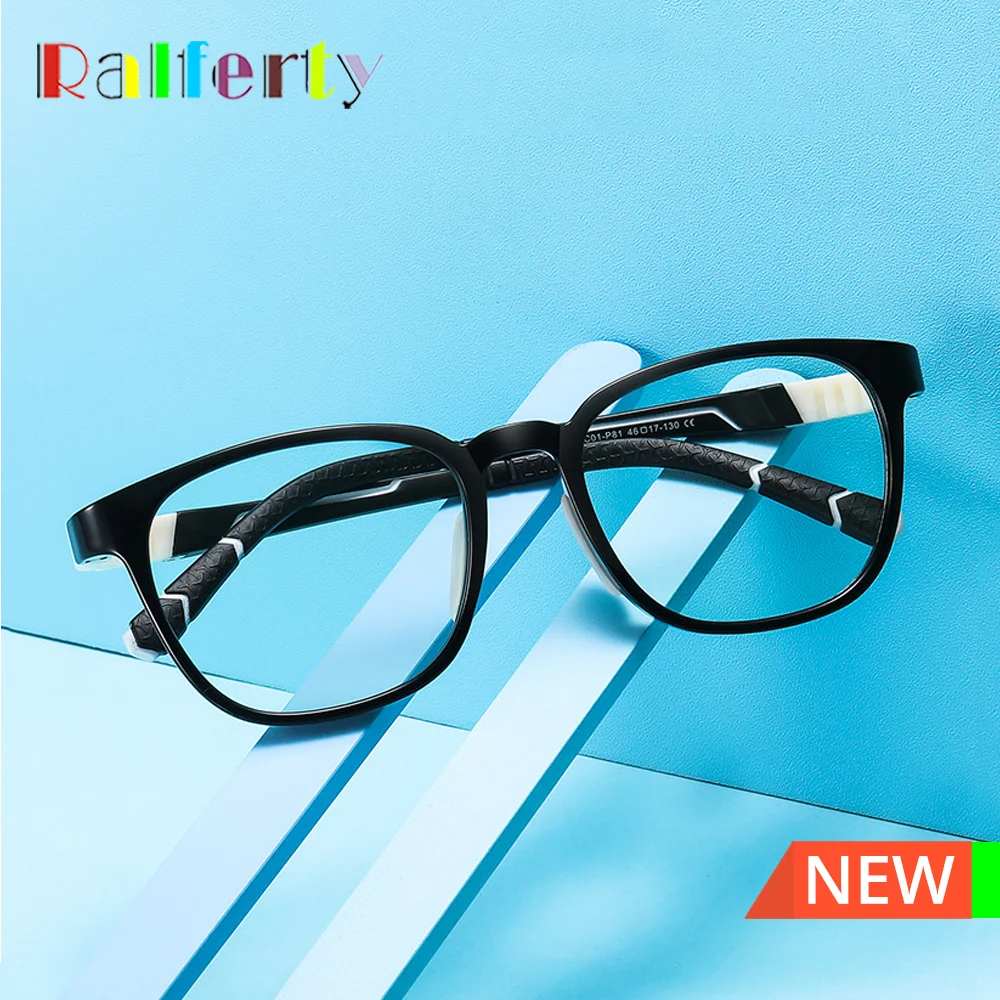 Ralferty Flexible Square Child Eyeglass Frames Girls Boys Blue Light