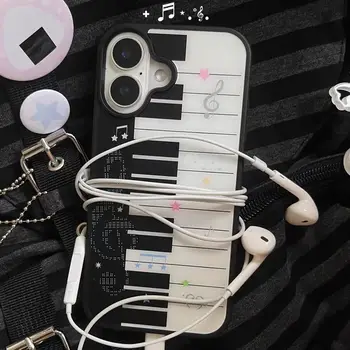 Korean ins Art Piano Key Notes Creative Exquisite Cute Phone Case For iPhone 17 16 15 14 13 12 11 Pro XR Max 8 7 Plus Y2K Cover 1