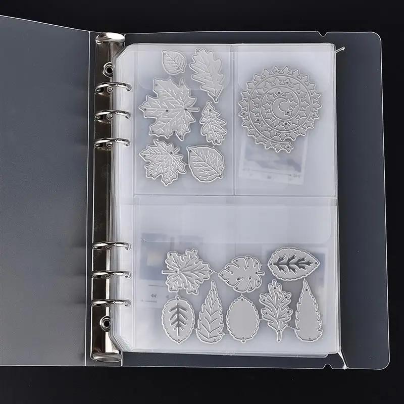 Storage Bag Storage Clip A5 6-Hole Strap Storage Clip And Storage Bag Scrapbook Cutting Die Organizing Sticker Transparent Bag Knife Pen
