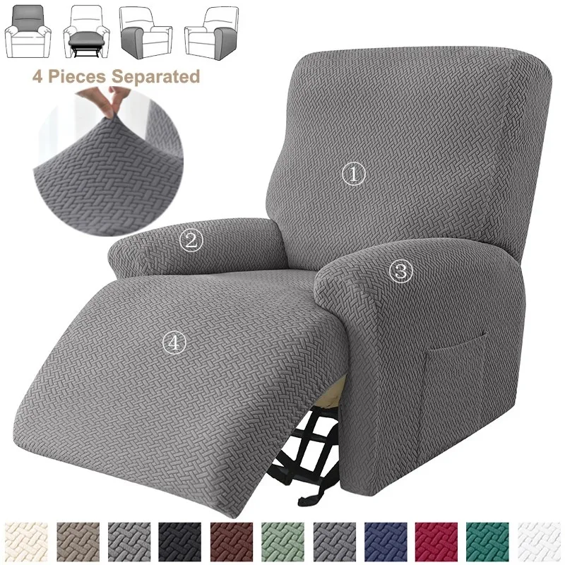 Jacquard Recliner Sofa Cover Stretch Spandex Couch Slipcovers Non Slip Armchair Slipcovers 4pcs/set