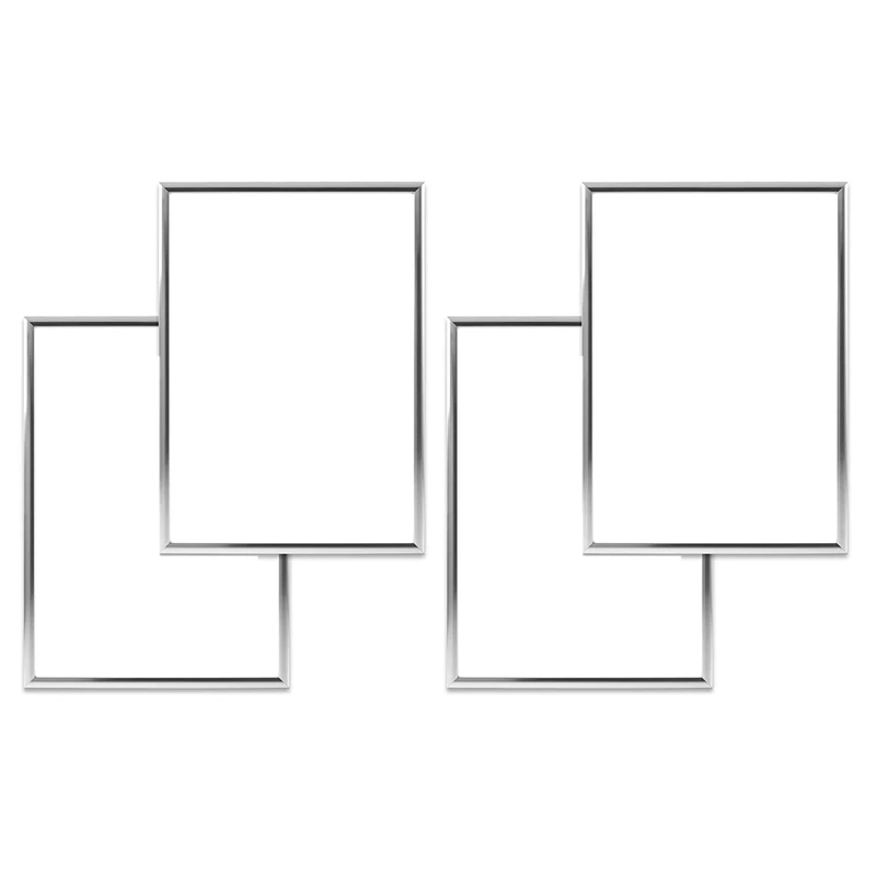 4 Picture Frames, A4 Silver Picture Frames, With Unbreakable S, Picture Frames For Family Photos, 21X30 CM