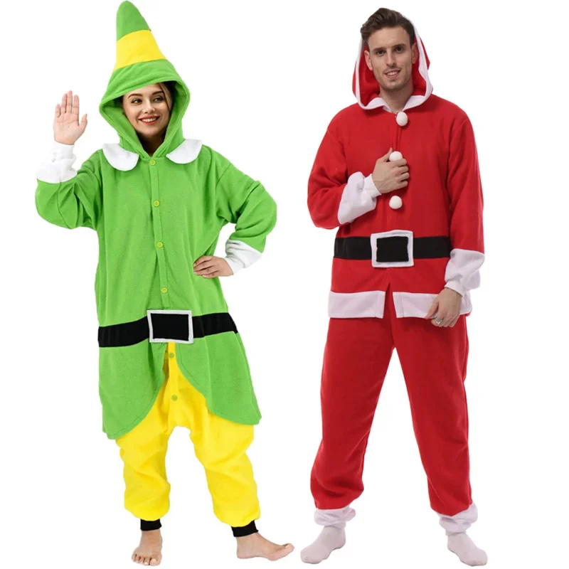 

Adult Christmas Green Women Men Onesie Funny Kigurumis Unisex Cartoon Pajamas Polar Fleece Jumpsuit Sleepwear Halloween