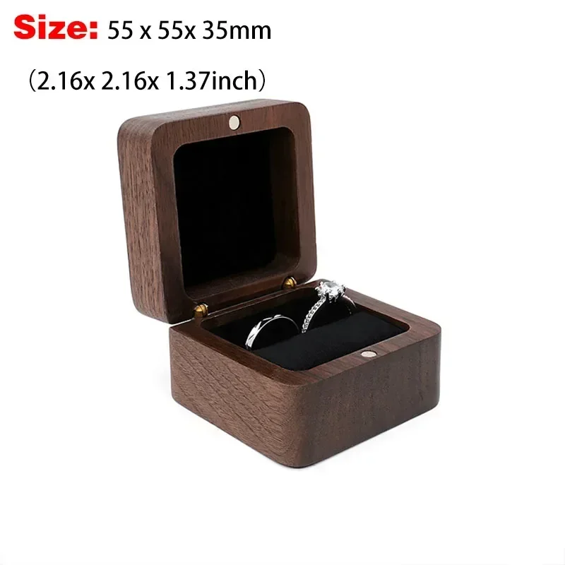 Free Custom Name Walnut Wooden Ring Box Personalized Wedding Anniversary Gift Walnut Wood Engagement Wedding Rings Box Gift