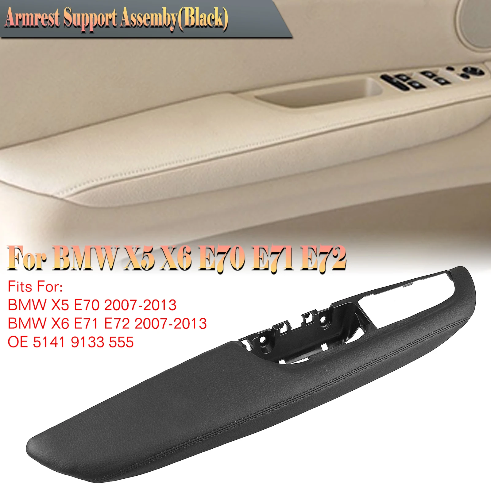 

Left Hand Drive Car Rear Interior Door Ashtray Case Side Armrest Cover For BMW X5 E70 X6 E71 E72 2007-2013