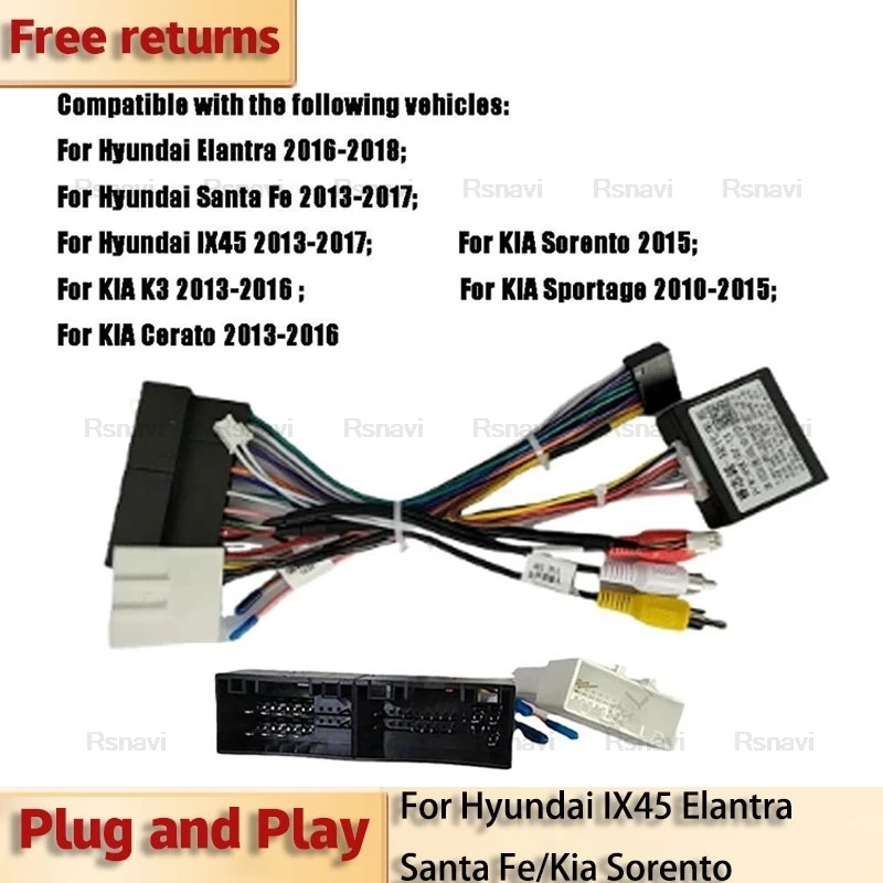 Per Hyundai Ix45 Elantra Santa Fe/Kia Sorento K3 Cerato Sportage 16 Pin Car Head Unit Cablaggio Cavo Adattatore Di Alimentazione Con Canbus