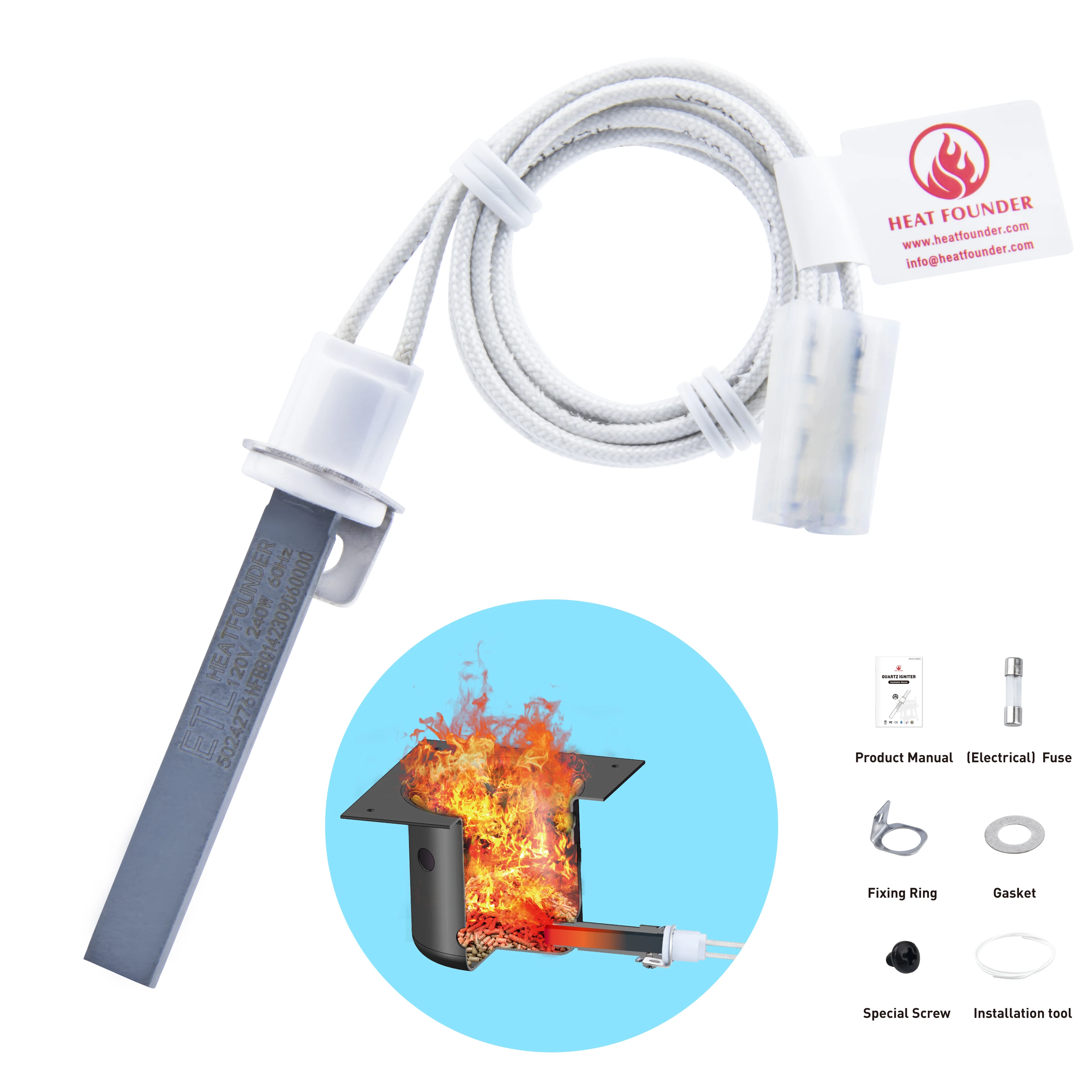 90S Ingition Time Pit Boss Igniter Replacement Silicon Nitride Hot Rod Igniter For Pit Boss Traeger Pellet Grills 100% Replaceme