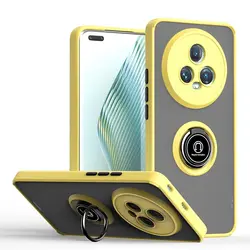 Transparent Shockproof Matte Ring Holder Case - Durable Hard Back Cover for Magic 5Pro (Yellow)