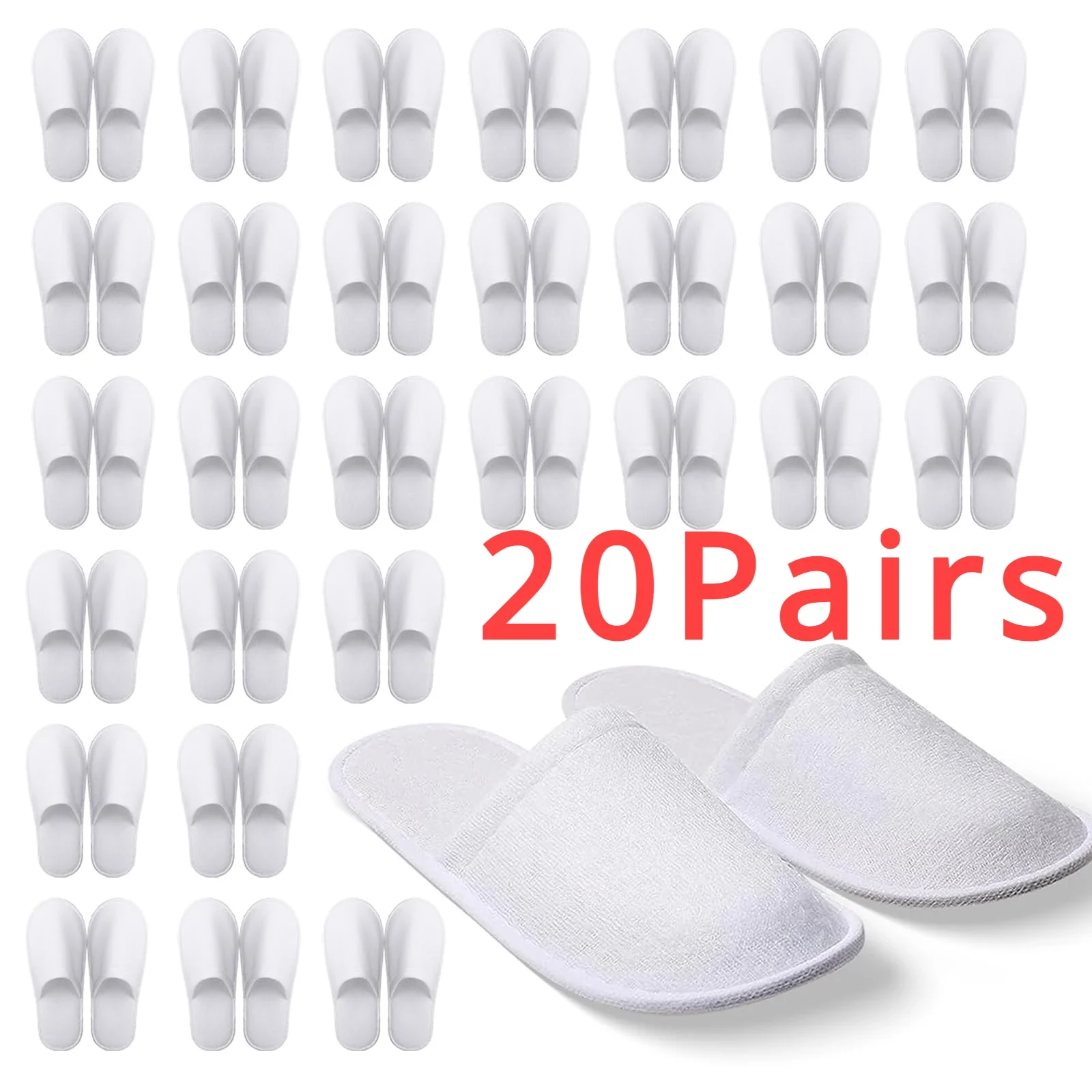 Disposable Slippers 10/20 Pairs Cotton SPA Slippers of Brushed Plush Closed-toe Home Guest Hospitality Shoes