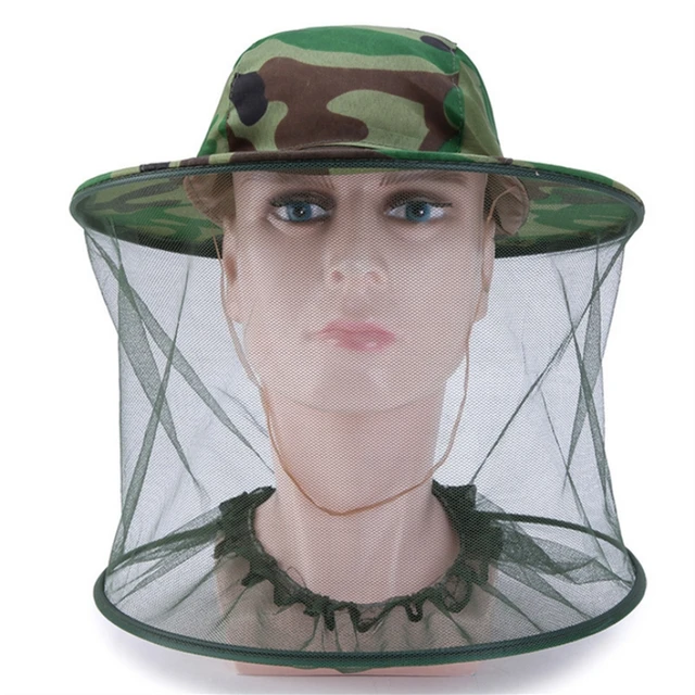 Camouflage Male Fishing Hat Anti-bee Insect Anti-mosquito Net Anti-insect Hat Mesh Fishing Hat Outdoor Hat with Sun Cover 1