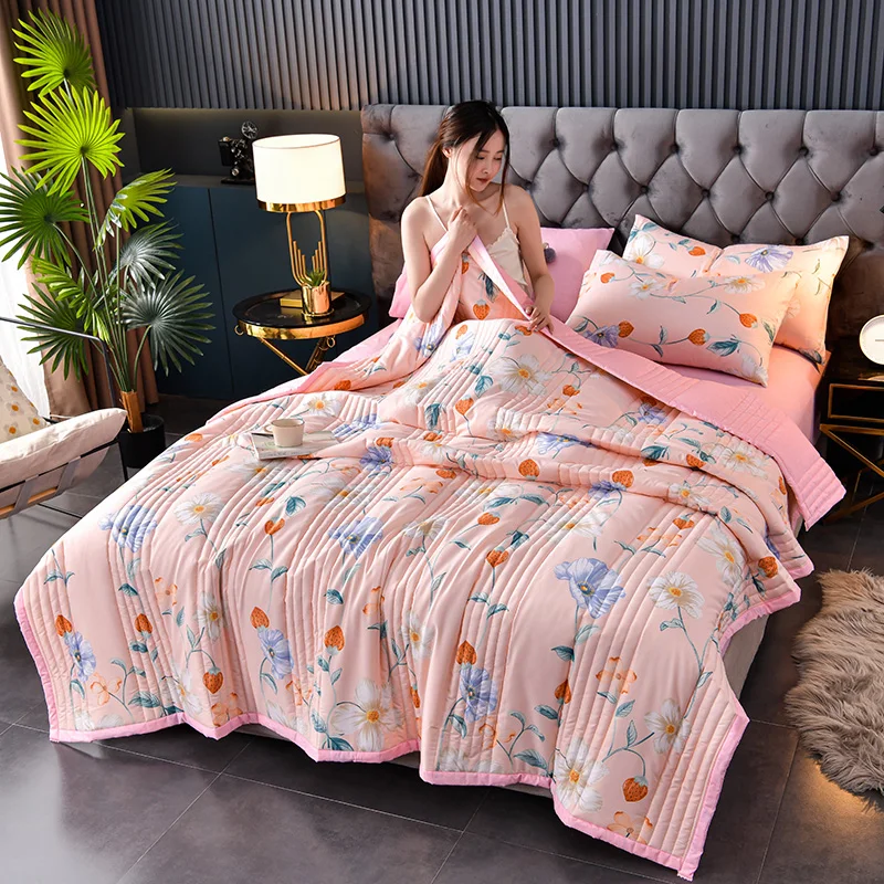 【stirp Summer Quilt 】 Plaid Duvet For Airconditioning Washed Cotton