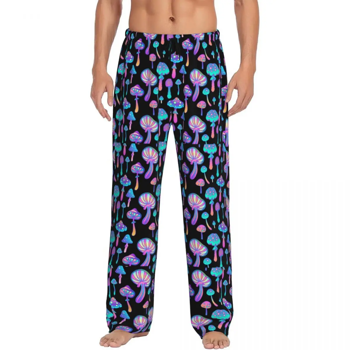 

Custom Psychedelic Magic Mushroom Trippy Hippie Pajama Pants Men's Sleepwear Lounge Sleep Bottoms Stretch with Pockets