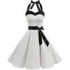 Femmes à pois imprimé Robe d'été Sexy rétro blanc licou Robe Vintage Robe Femme Pin Up Rockabilly Robe de soirée