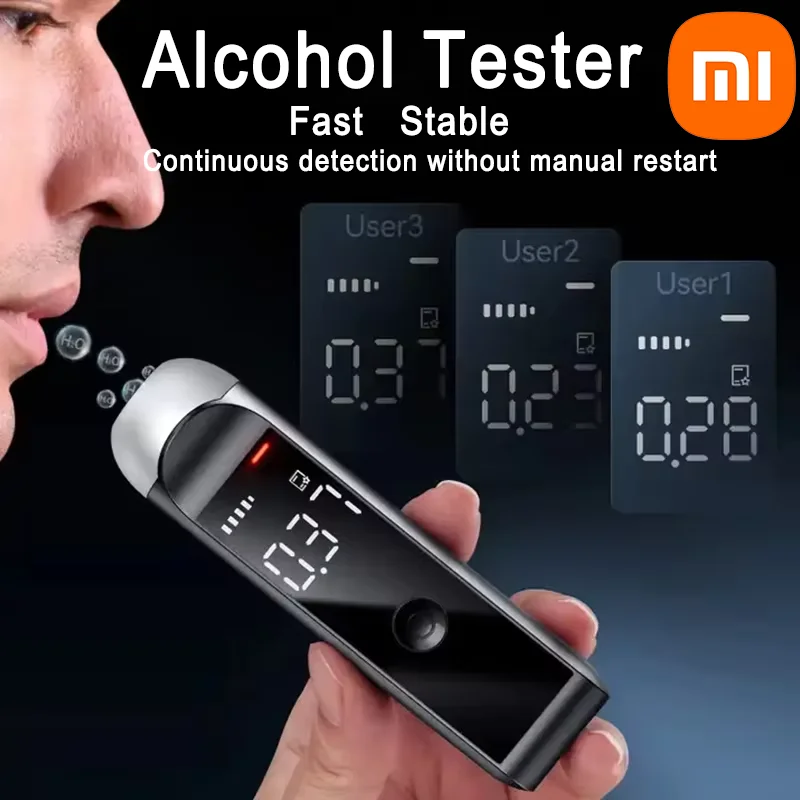 Xiaomi Alcohol Tester Breathalyzer Analyzer Rechargeable Etector For Home Digital Lcd Display Drunk Driving Car Electronic Tool alcohol tester