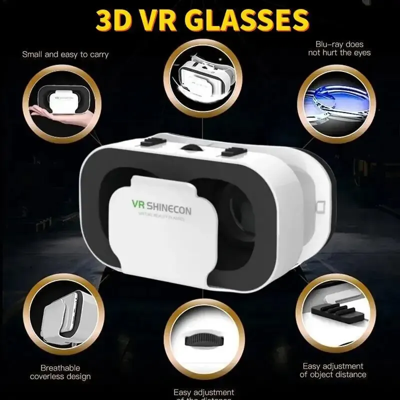 VR Glasses 3D VR G05A Glasses Headset Headmounted Virtual Reality Adjustable for 4.76inches Android And IOS Smart Phones